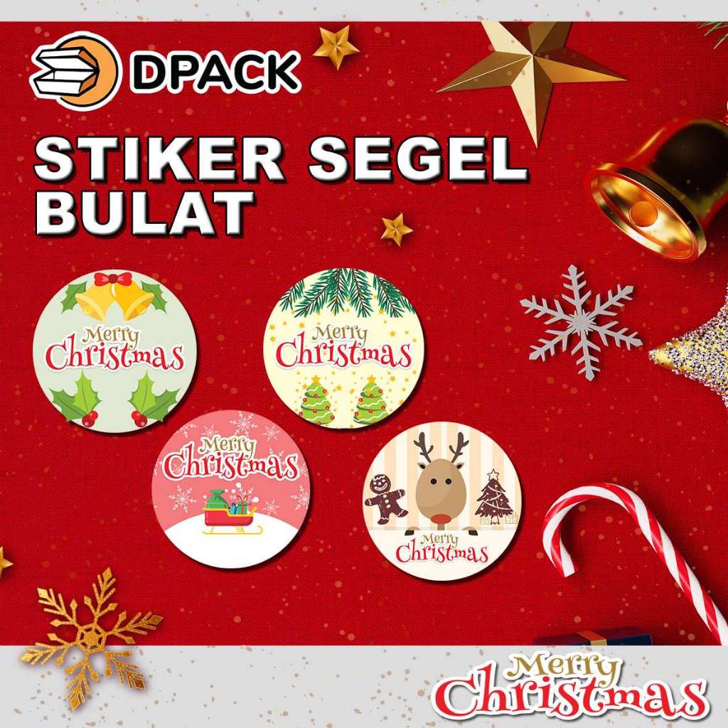 Jual Stiker Natal Merry Christmas Sticker Bulat Spesial Natal Tahun