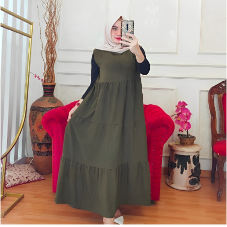 Jual Inner Dress Rempel Susun Bahan Crincle Air Flow Premium Basic