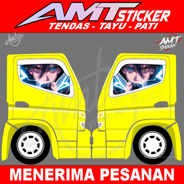 Jual One Way Kaca Samping Truk Canter Stiker One Way Uchiha Sasuke