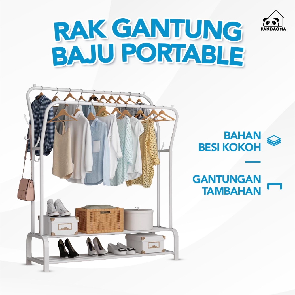 Jual Pandaoma Stand Hanger Rak Gantungan Baju Portable Rak Jemuran Tas