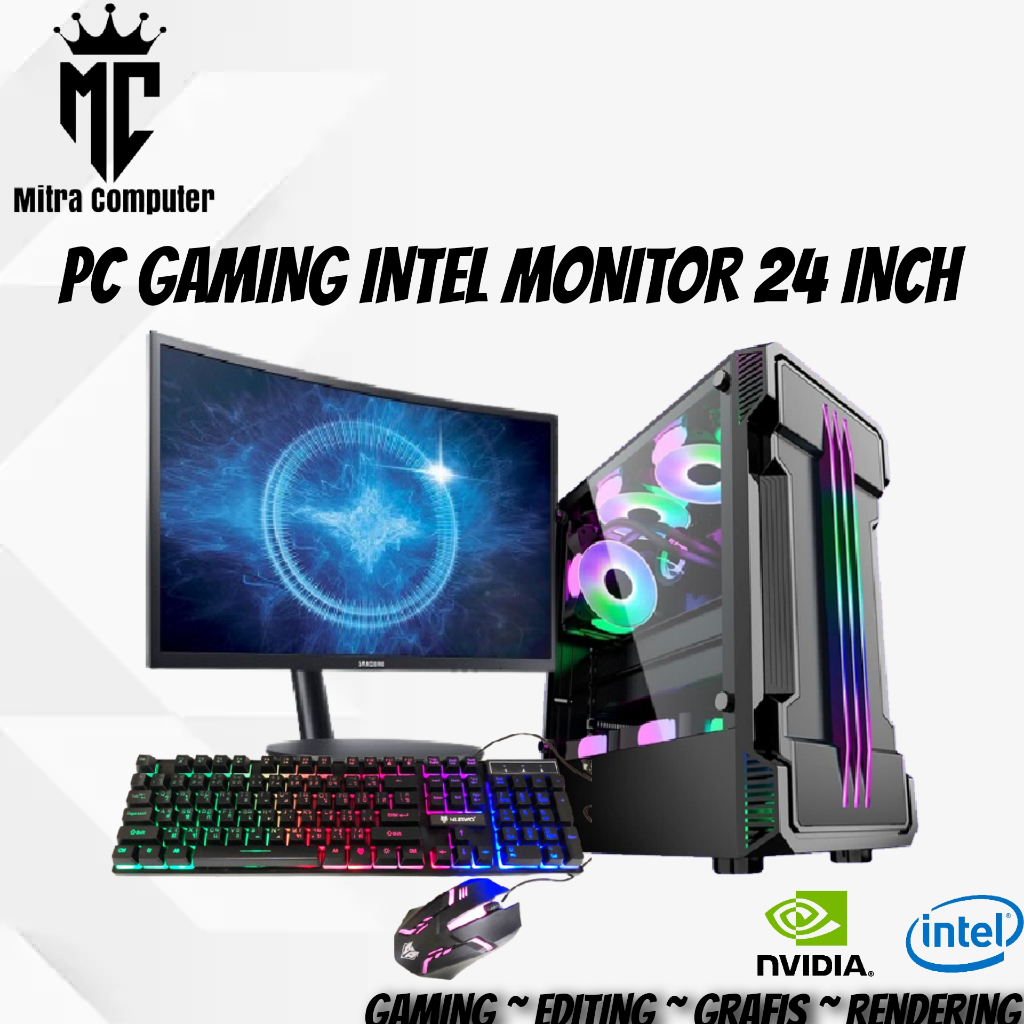 Jual PC RAKITAN GAMING CORE I7 HDD 1 TB VGA 4 B LED 24 INCH SIAP PAKAI