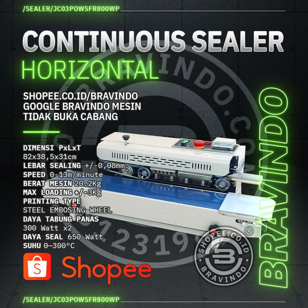 Jual Continuous Band Sealer Horizontal Powerpack SFR 800W P Mesin Segel