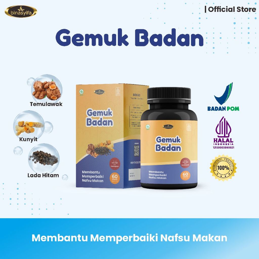 Jual Gemuk Badan Binasyifa Asli Obat Suplemen Gemuk Penggemuk Badan