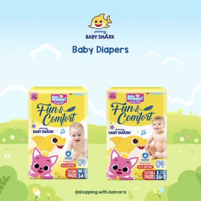 Jual Baby Happy Pinkfong Diaper Pants M L Shopee Indonesia