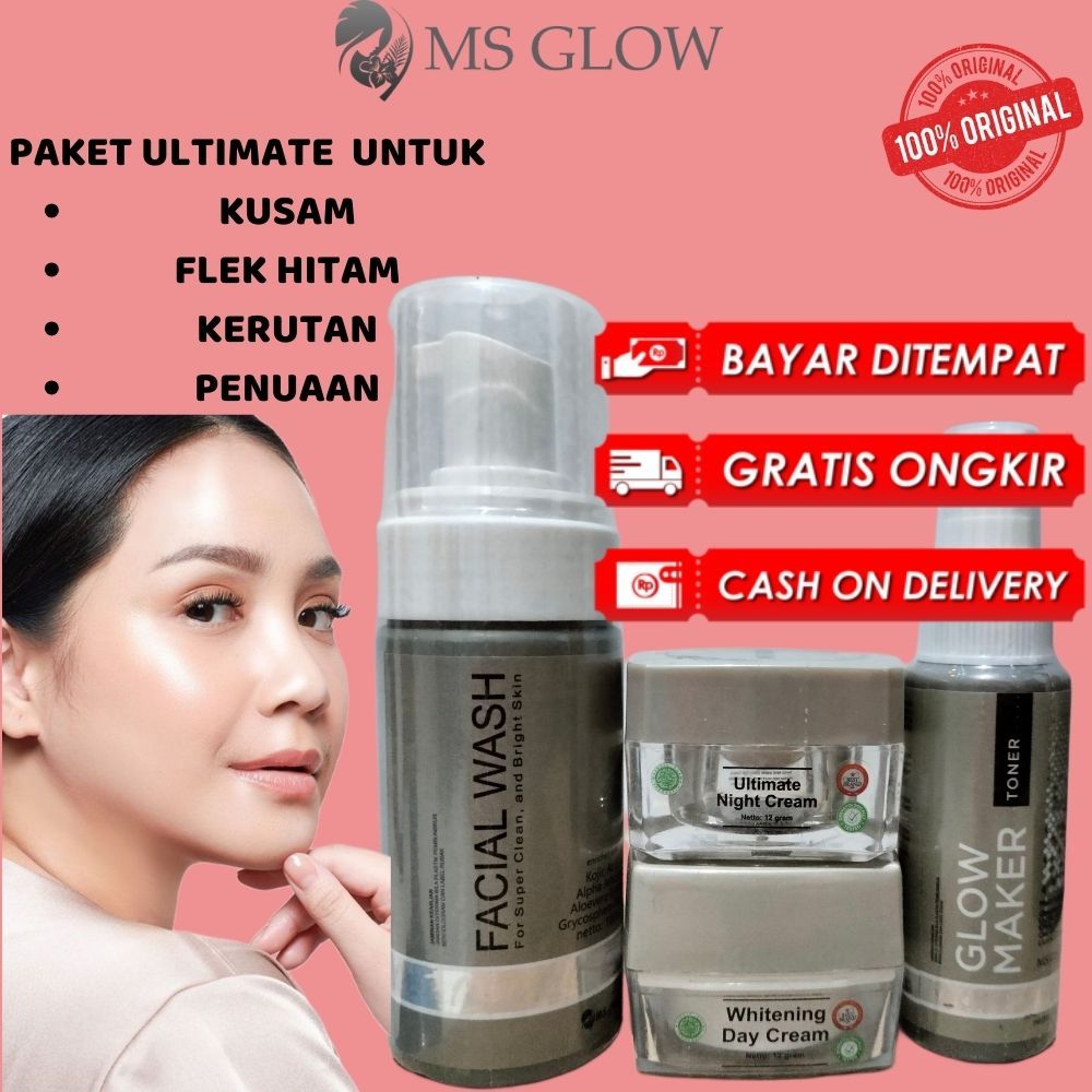 Jual PROMOOO PAKET MS GLOW ULTIMATE FLEK HITAM PENUAAN