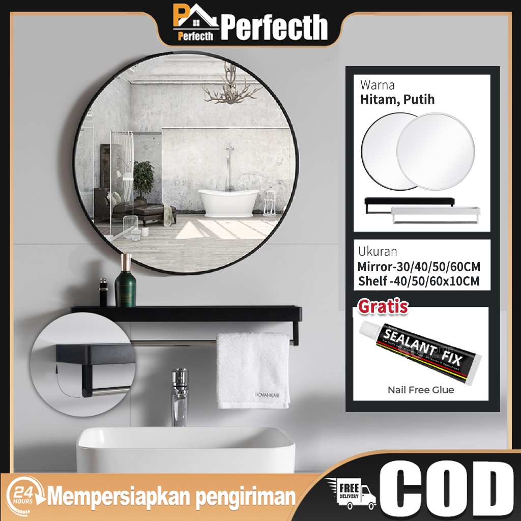 Jual Cermin Kamar Mandi Cermin Gantung Cermin Aesthetic Dinding 60cm