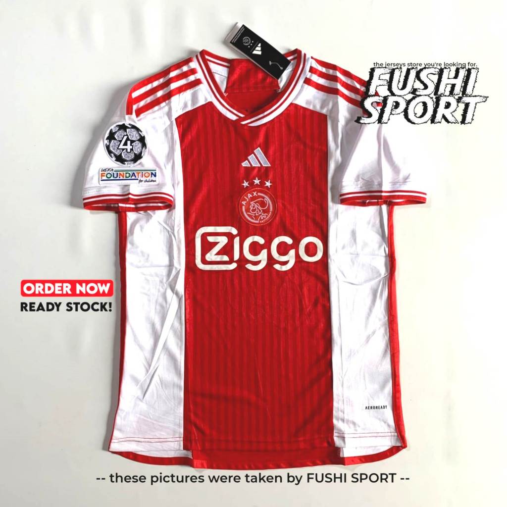 Jual Jersey Baju Bola Ajax Home Full Patch 2023 2024 New Grade Ori