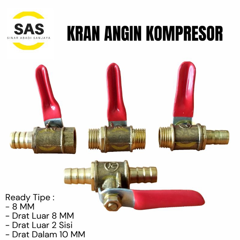 Jual SAS Kran Angin Kompresor Kuningan 1 4 Inch Stop Keran