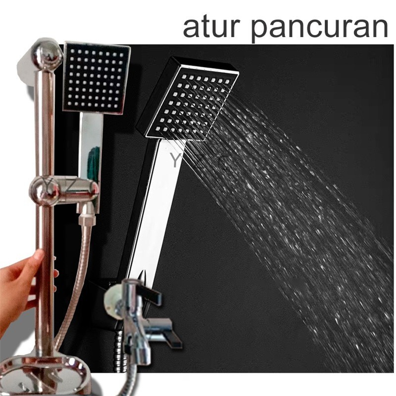 Jual Kran Cabang Minimalis Hitam Dan Shower Tiang Set Kran Cabang