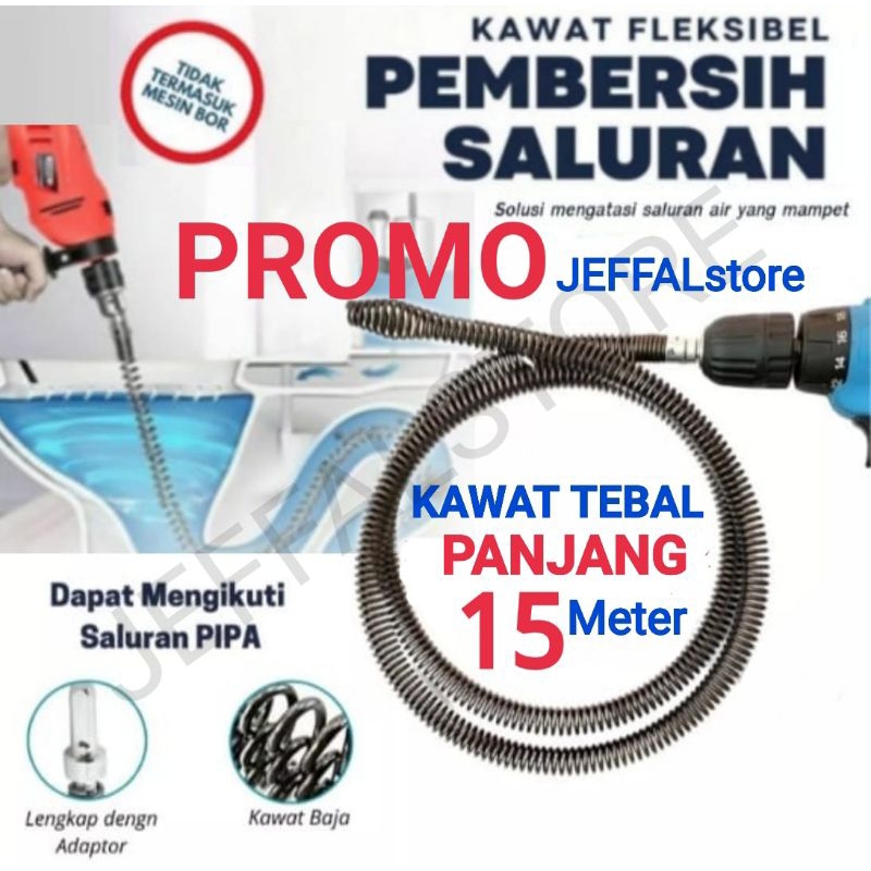 Jual Kawat Pembersih Saluran Pipa Mampet Dengan Adaptor Bor Panjang