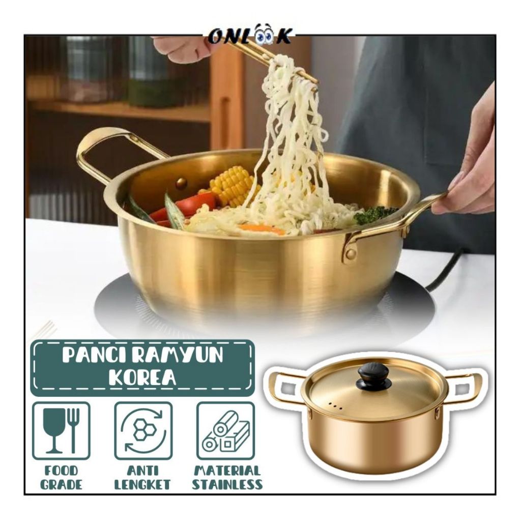 Jual Panci Ramyun Korea Gold Stainless 18cm Korean Noodle Pot Bowl