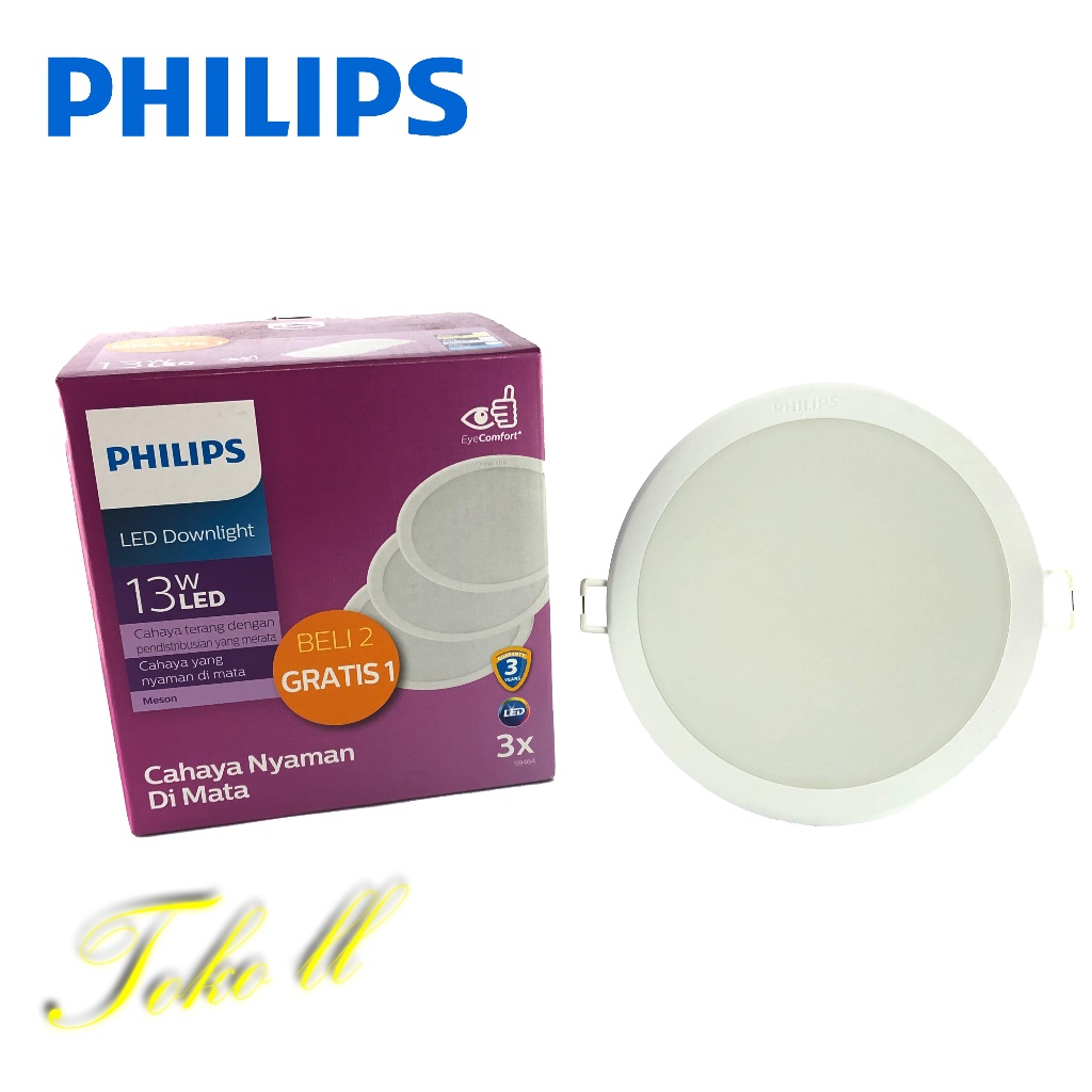 Jual Downlight LED Philips Meson 13 Watt Multipack Paket 2 Gratis 1