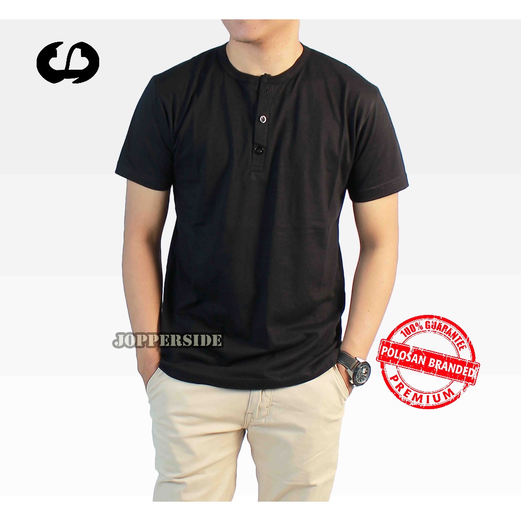 Jual Cod Pabrik Jopperside Baju Kaos Polos Kancing Henley Katun