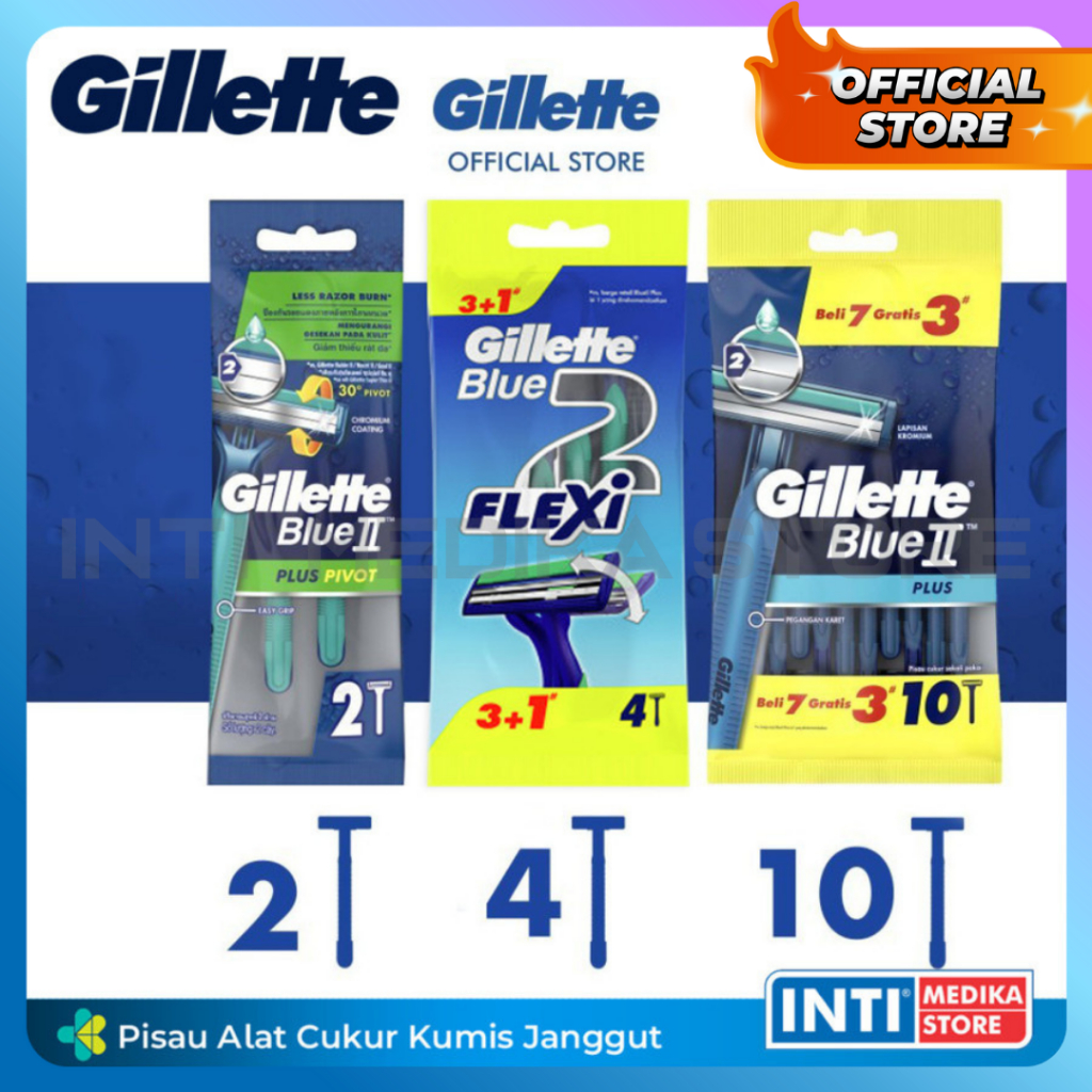 Jual GILLETTE Blue II PLUS Gilette Pisau Alat Cukur Kumis Jenggot