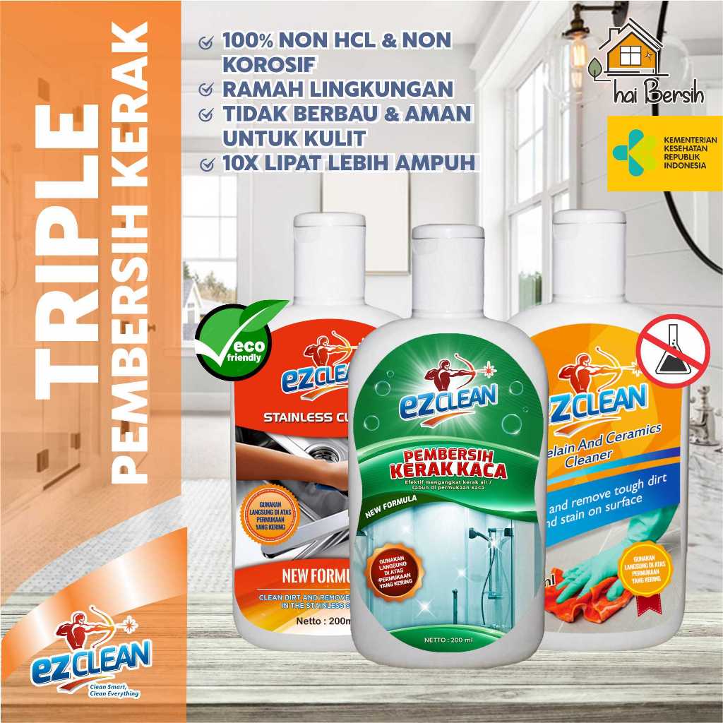 Jual Paket Triple Ezclean Pembersih Kerak Kamar Mandi Porselen Lantai