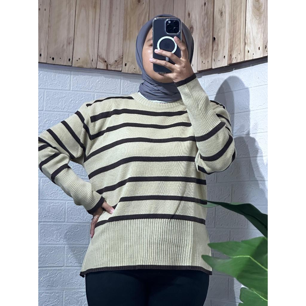 Jual Elzaco Cod Atasan Wanita Haru Knit Oversize Sweater Rajut Premium