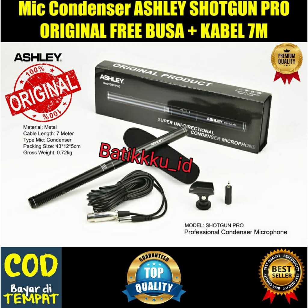 Jual Mic Condenser Ashley Shotgun Pro Original Free Kabel M Busa Mic