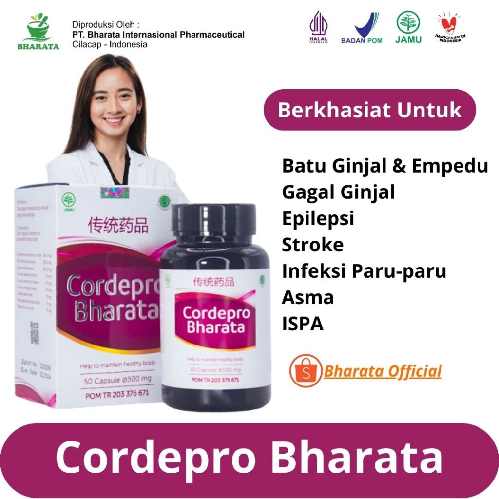 Jual Obat Herbal ISPA Epilepsi Stroke Batu Ginjal Cordepro Bharata