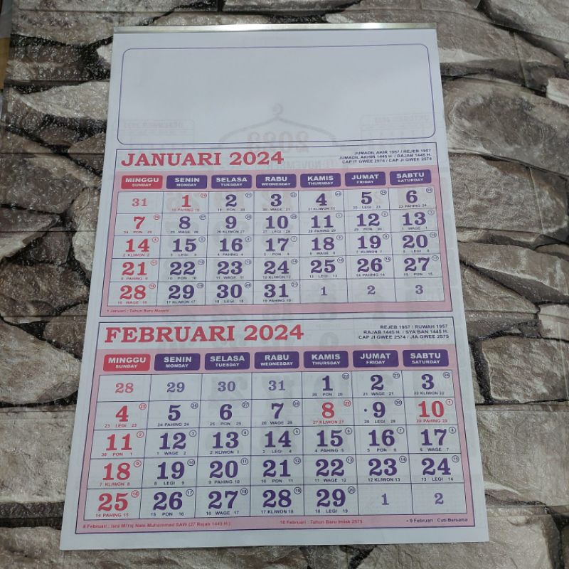 Jual Kalender Kerja Dwibulan Krismon 2024 Kertas Daur Ulang Bekas