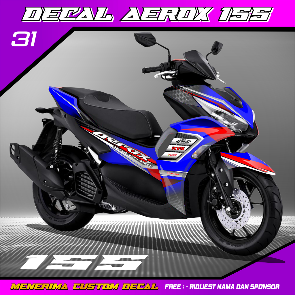 Jual Sticker Dekal Yamaha Aerox Cybercity Connected Full Body Biru