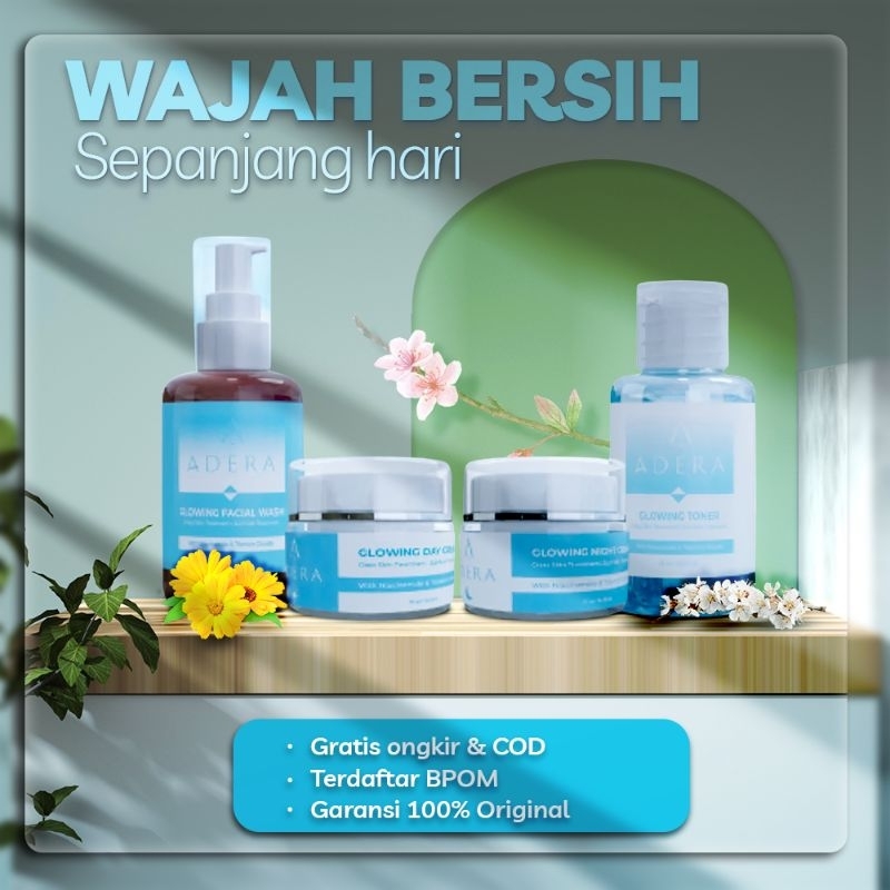 Jual Adera Paket Skincare Glowing Cream Facial Wash Toner Wajah