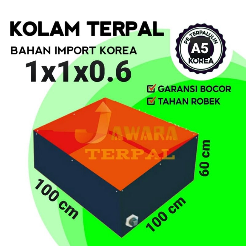 Jual Terpal Kolam Ikan Kotak Ukuran 100x100x60 1x1x0 6 Bahan A5 Korea