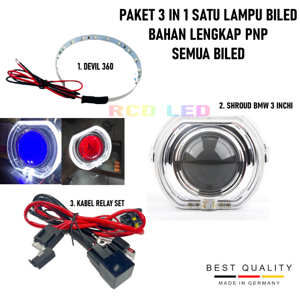 Jual Paket Super Hemat Biled Shroud 3 Inchi Kabel Relay Set Demon