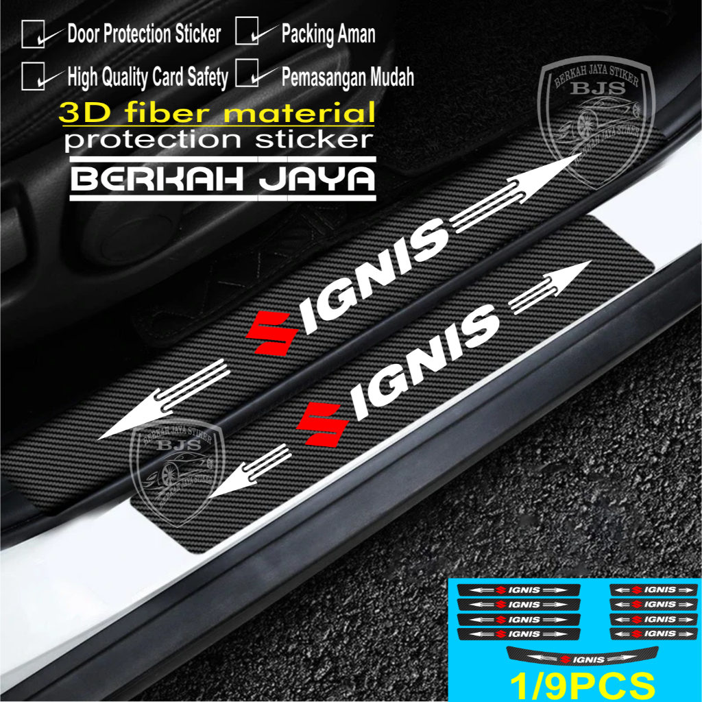 Jual 9 Pcs Stiker Pelindung Pintu Mobil Ignis Karbon 3D Door Sill Plate