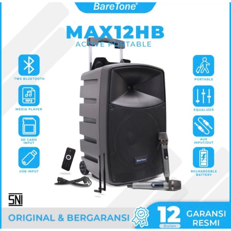 Jual Speaker Portable 12 Inch Baretone Max12hb Original Speaker