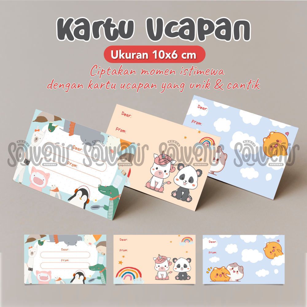 Jual Kartu Ucapan KARAKTER Greeting Card Polos Dear Blank Card