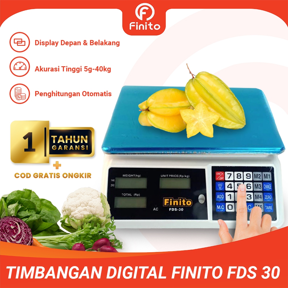 Jual Timbangan Digital 30kg Double Display Timbangan Buah Finito FDS30