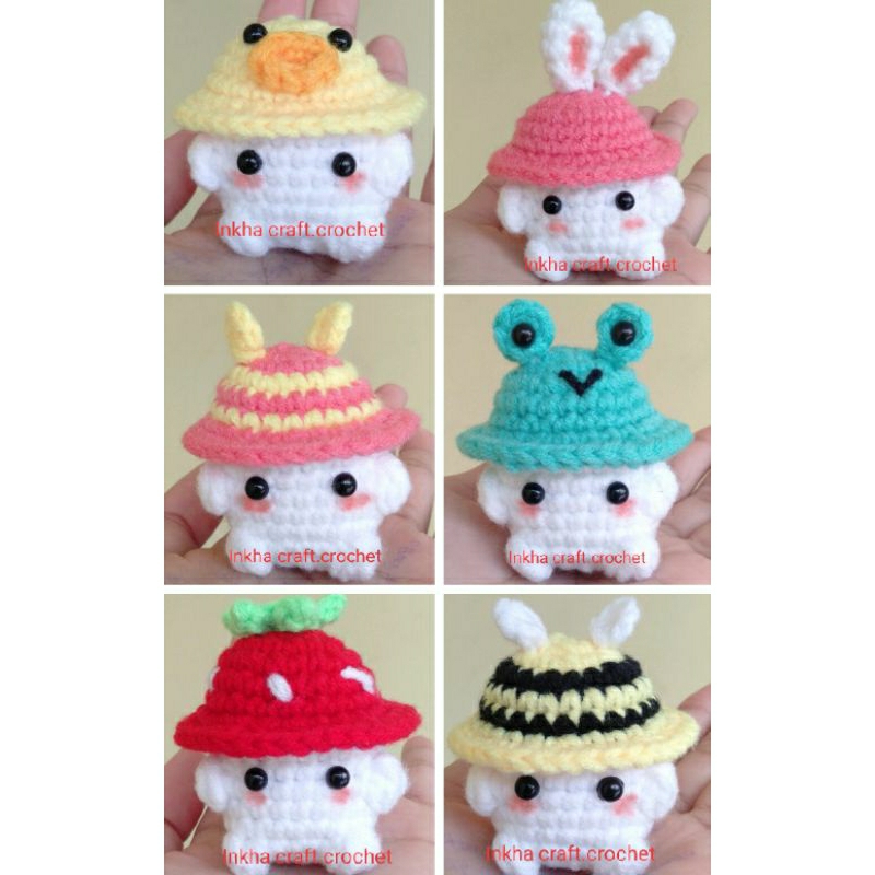 Jual Gantungan Kunci Rajut Baby Mushroom Keychain Amigurumi Crochet