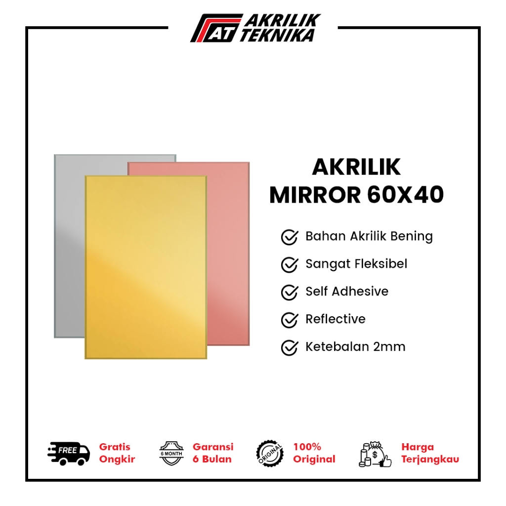 Jual Lembaran Akrilik Mirror Acrylic Sheet Silver Rose Gold Ukuran