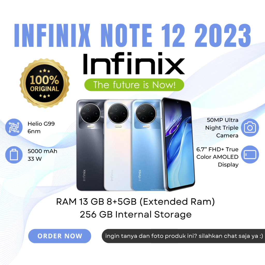 Jual Infinix Note 12 2023 8 256 GB Murah Helio G99 FULL SET ORIGINAL