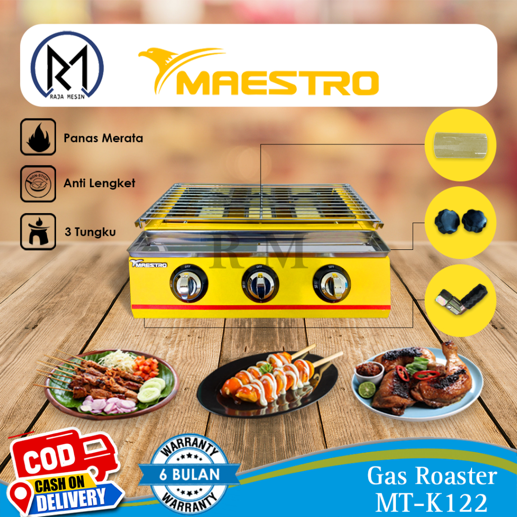 Jual Kompor Pemanggang Sosis Gas Roaster 3 Tungku Maestro MT K122