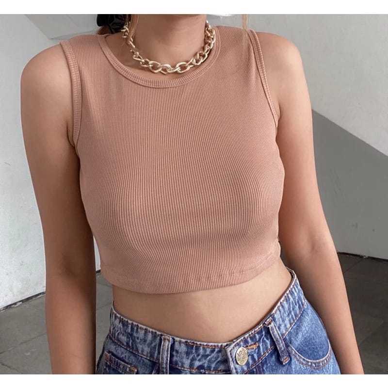 Jual Tank Top Rib Crop Atasan Wanita Crop Top Korean Style Shopee