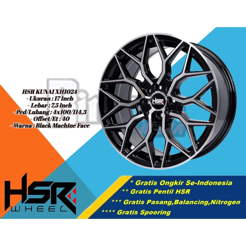 Jual Velg Mobil Ring 17 HSR KUNAI R17 Lebar 7 5 Pcd 4X100 4x114 3