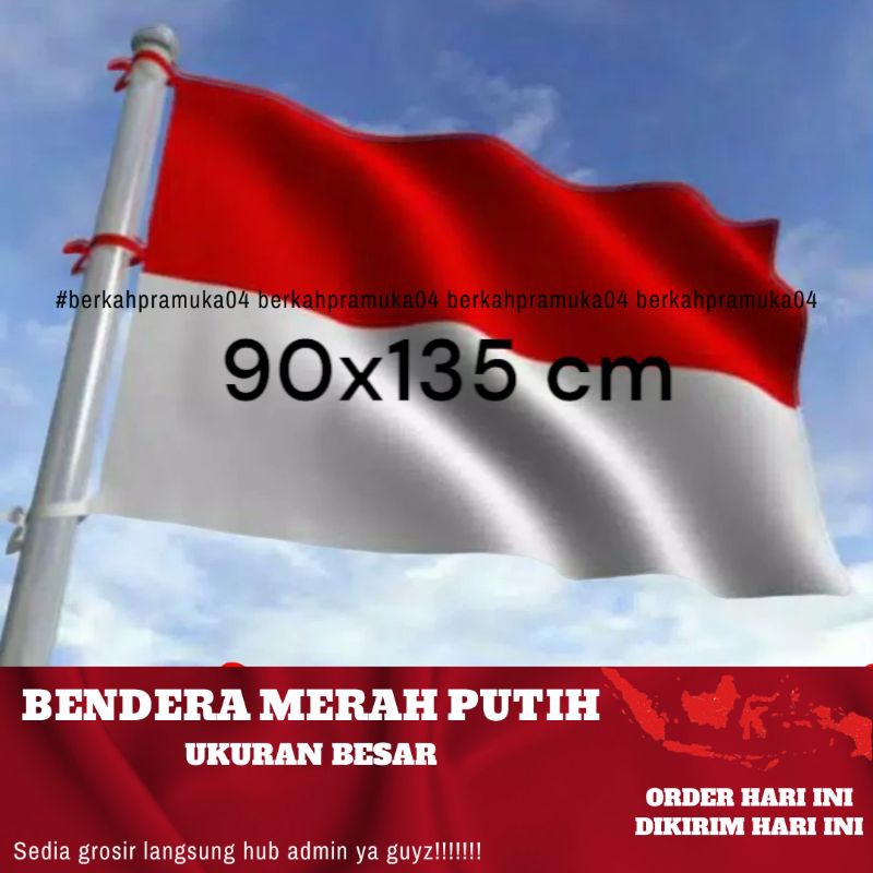 Jual Bendera Merah Putih Indonesia Jumbo Bahan Satin Peles 90 X 135 Cm