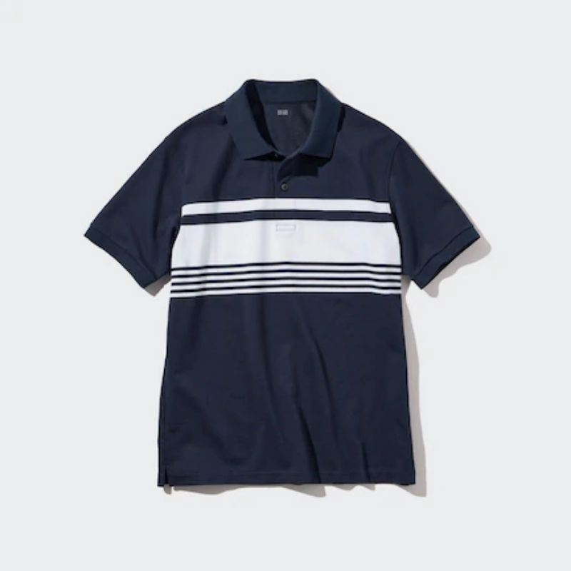 Jual Uniqlo Kaos Polo Dry Pique Garis Lengan Pendek Stripe Original