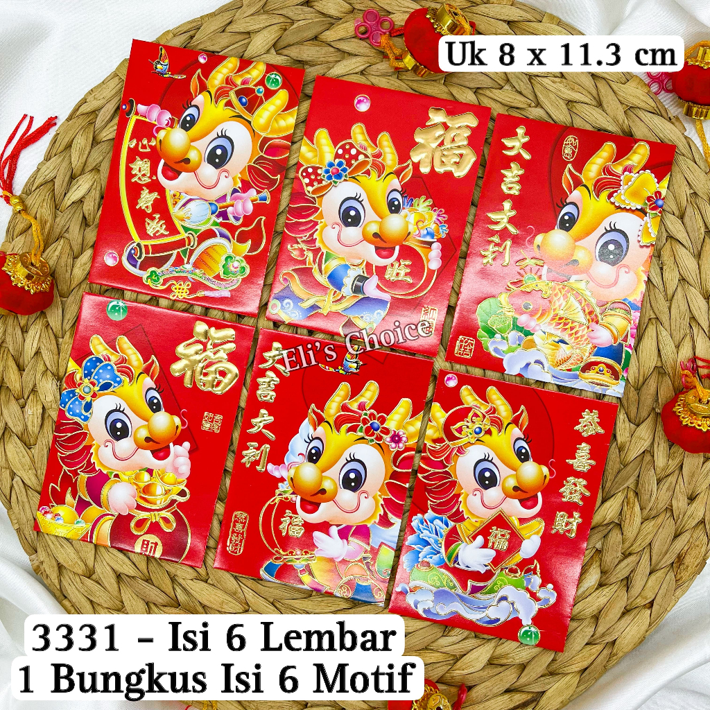 Jual PENDEK ANGPAO SINCIA IMLEK 2024 HONG BAO SHIO NAGA FUK