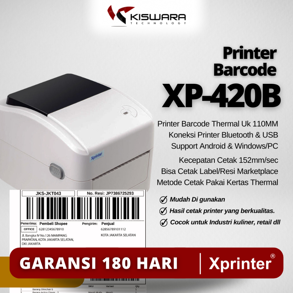 Jual Printer Label Barcode Thermal Resi Marketplace Xprinter Xp B