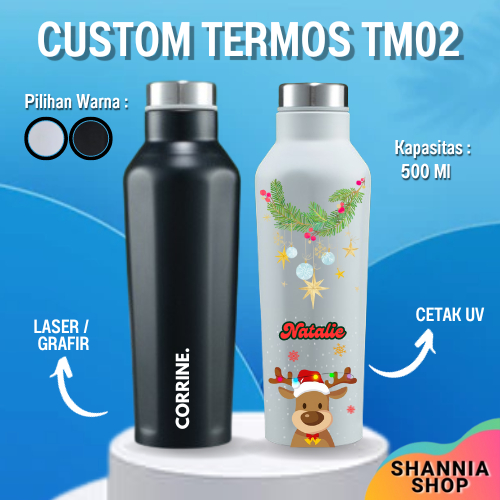 Jual CUSTOM NAMA LOGO TM231 Tumbler Termos Premium 4 Sisi Datar