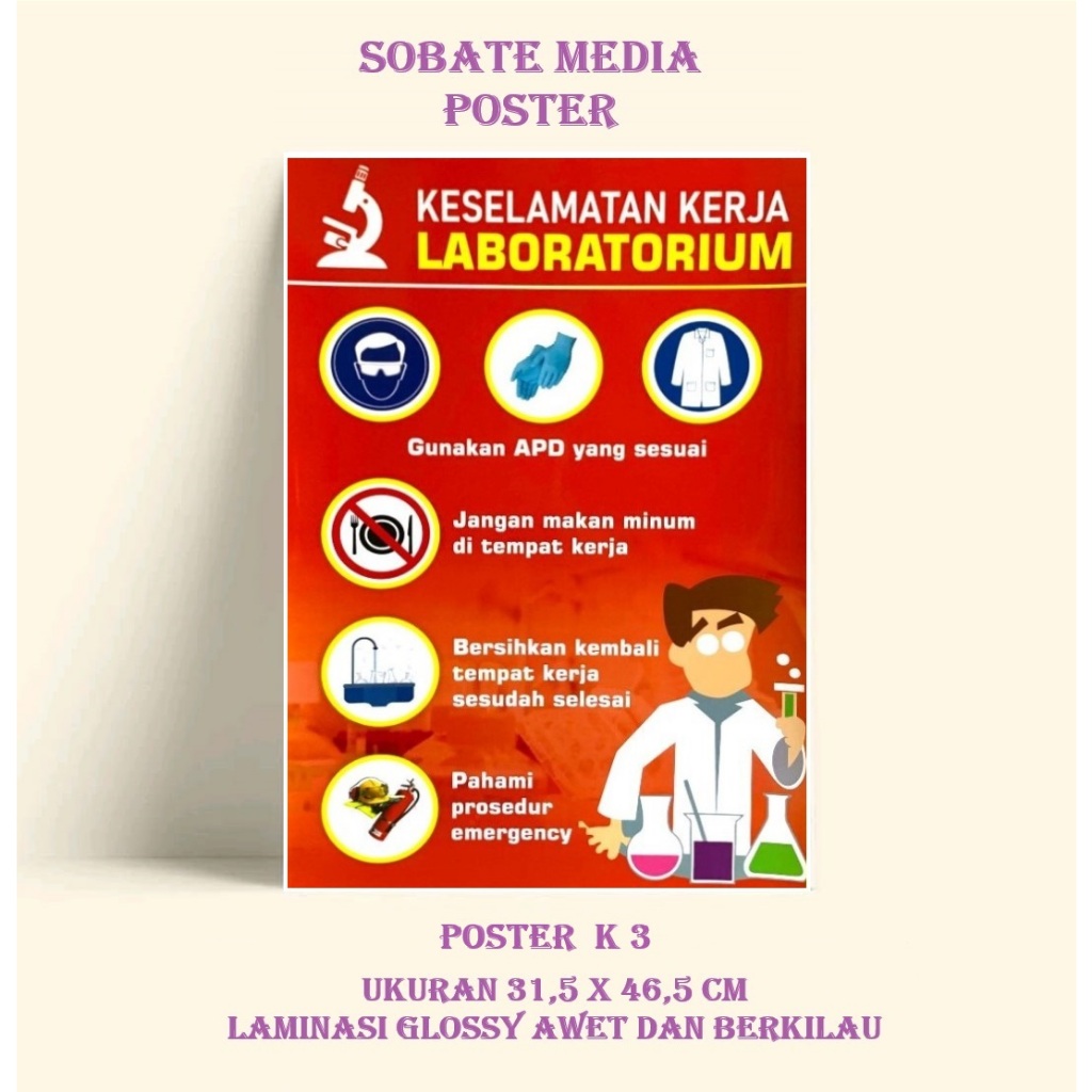 Jual Poster Keselamatan Kerja Laboratorium Poster Peraturan