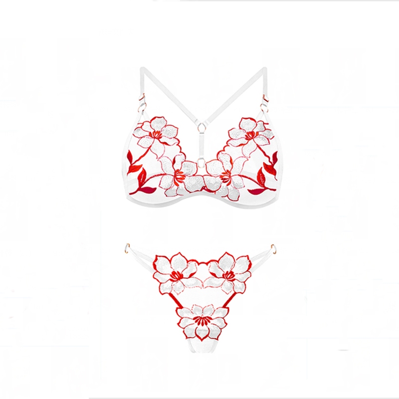 Jual Lingerie Set Bra Wanita Bikini Sexy Transparan Hot Bunga Big Size