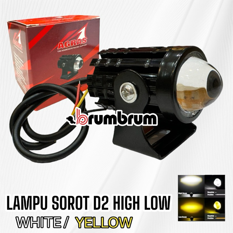 Jual LAMPU SOROT LED CREE 1 MATA D2 CAHAYA PUTIH KUNING HIGH LOW BEAM