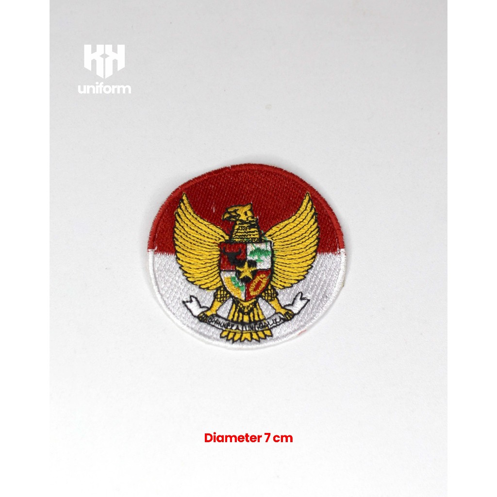 Jual Emblem Bordir Patch Logo GARUDA MERAH PUTIH Bulat Kk Uniform