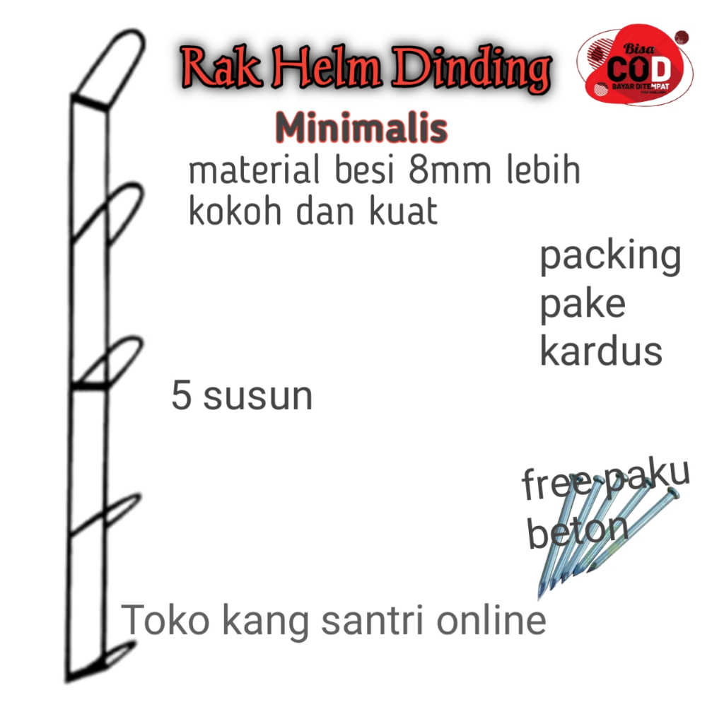 Jual Rak Gantungan Cantelan Cantolan Tempat Penyimpanan Helm Helem Besi