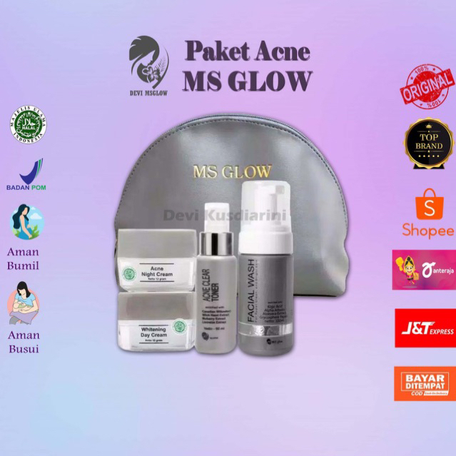 Jual KEMASAN BARU PAKET ACNE FREE DTE MINI Kulit Berjerawat Ms Glow