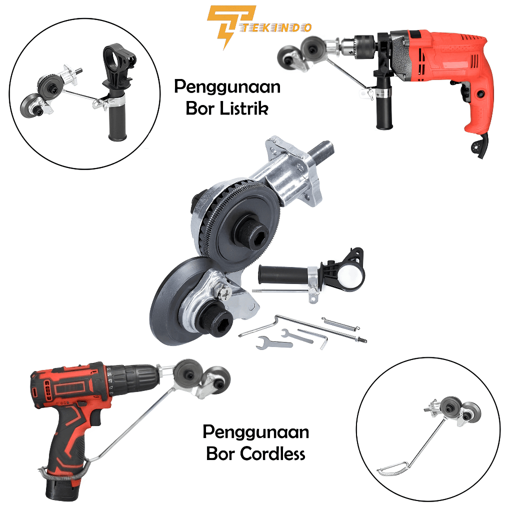 Jual Adaptor Mesin Bor Pemotong Plat Seng Aluminium Drill Nibbler Saw