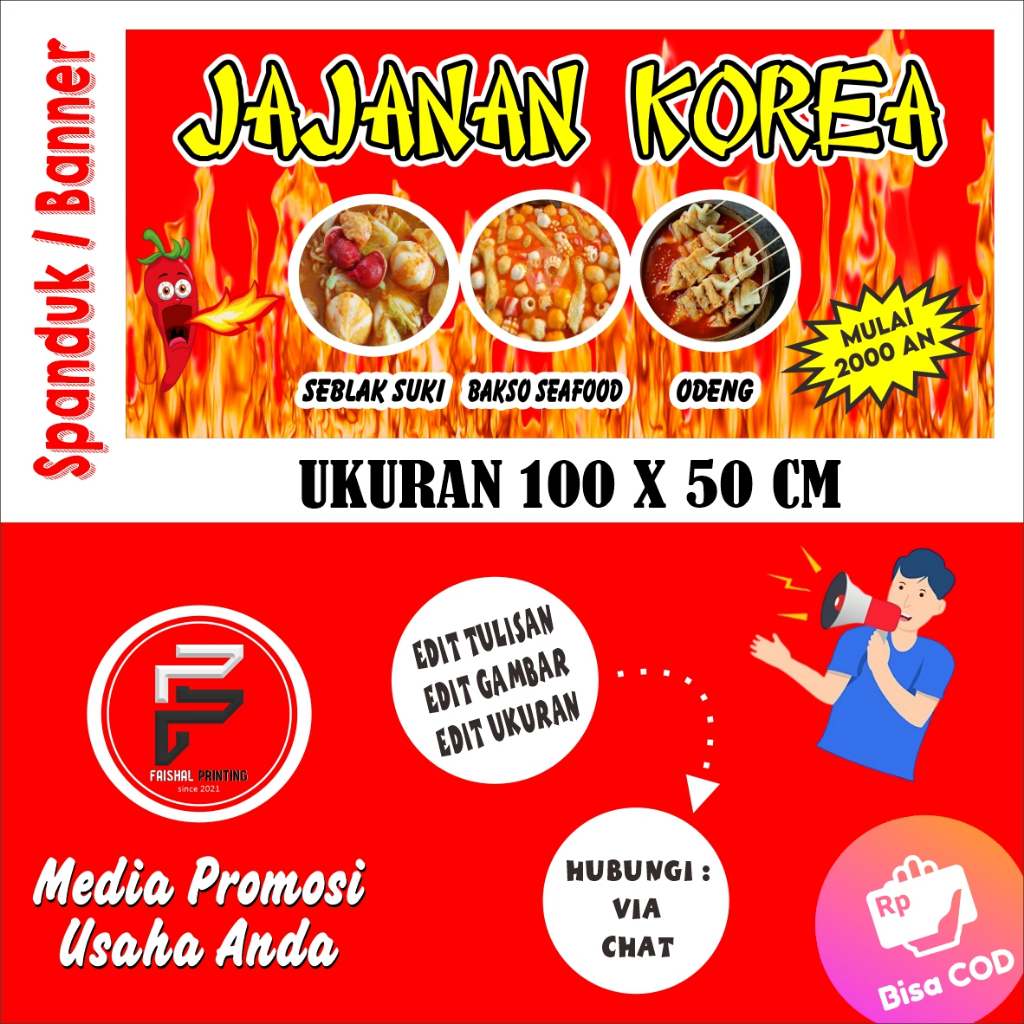 Jual Spanduk Jajanan Korea Banner Jajanan Seafood Spanduk Jajanan